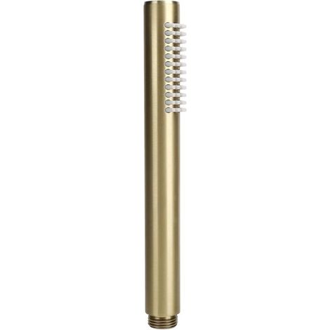 Bathroom Handheld Shower Head, Solid Copper Round Bar Shower Head G1/2 High Pressure Shower Head Sprayer for Bathroom Supplies(Gold)