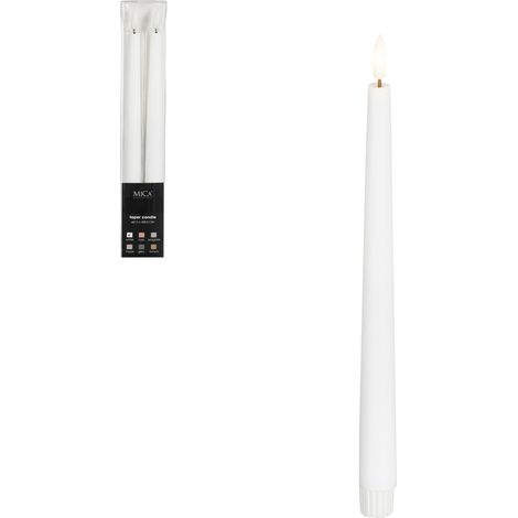 Mica Decorations LED Spitzkerze weiß Ø 2 x 29 cm warmweiß - 2 Stk. Flammenlose/LED-Kerze