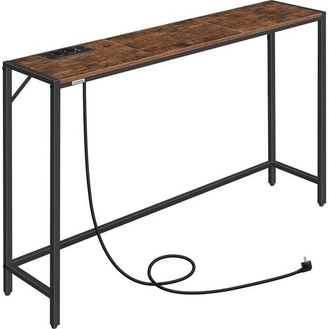Table Console, Bout de Canapé avec Design étroit, Table d’Entrée, Cadre métallique, Utilisée Derrière canapé, Style Minimaliste, pour Salon, entrée, Hall Marron (1/5)