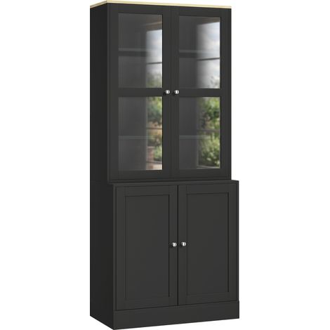 Bibliothèque vitrine Emtaer rangement verre contemporain noir (1/5)