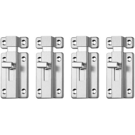 4 Pcs Loquet, 3'' Targette en Acier Inoxydable, Loquet de porte coulissante, pour Salle de Bain, Toilettes, abri, Chambre avec Verrou à déclic, Installation Facile-Chrom (1/5)