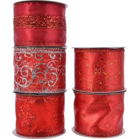 Fiocco di Natale per Pacchi Regalo - Rosso - 6,3 x 270 cm