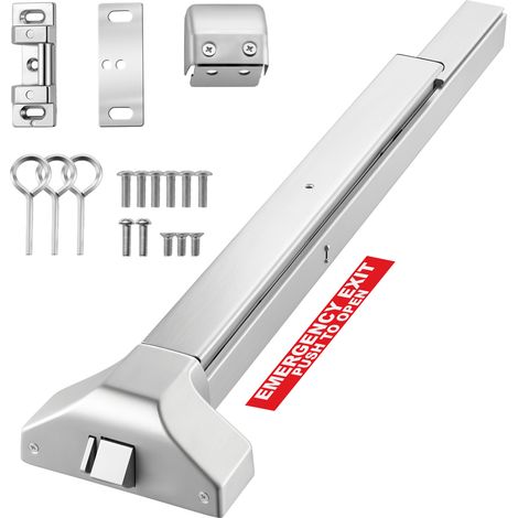 VEVOR Barre Anti-Panique de Sortie de Secours, 788 mm Barre de Poussee en Acier Inox de Porte Sortie de Panique, pour Porte en Metal ou en Bois de 788 mm-1168 mm, Double Pene de Verrou et Autocollant (1/5)