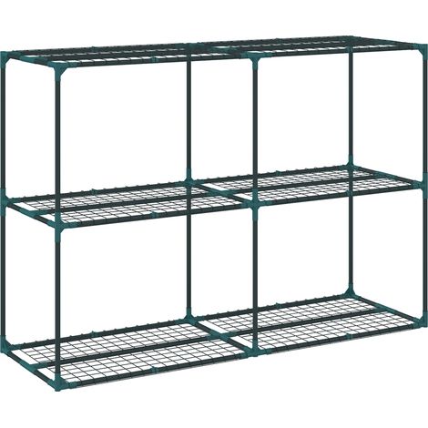 Portapiante a 3 Livelli Aperti 143x48x100 cm in Acciaio e Plastica Verde Scuro (1/5)