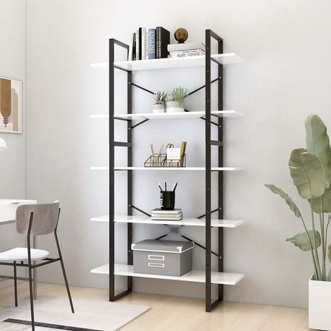 vidaXL Libreria a 5 Ripiani Bianca 100x30x175 cm in Legno