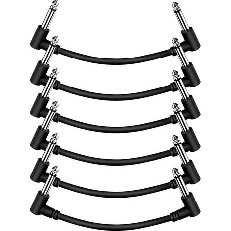 6 Stück 6-Zoll-Gitarren-Patchkabel, schwarzes Gitarrenpedalkabel, Effektkabel (1/5)