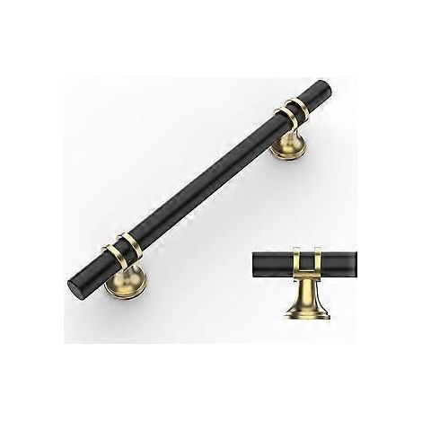 10 Stück Küchenschrankgriffe in Schwarz und Gold, 128 mm, Aluminiumlegierung, Möbelgriffe mit Schrauben, für Schubladen, Schränke und Kommoden UK0002