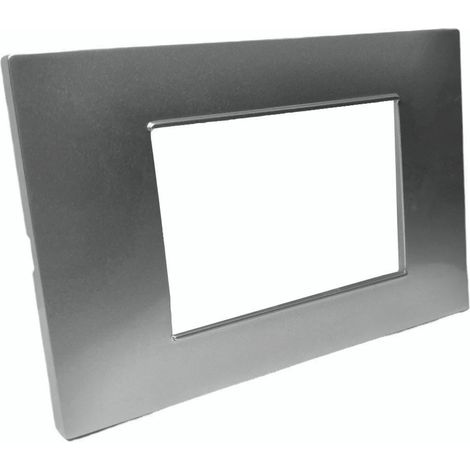 Placchetta per interruttore in metallo a 3 posti grigio platino cassetta 503 compatibile con vimar plana supporto cover (1/2)