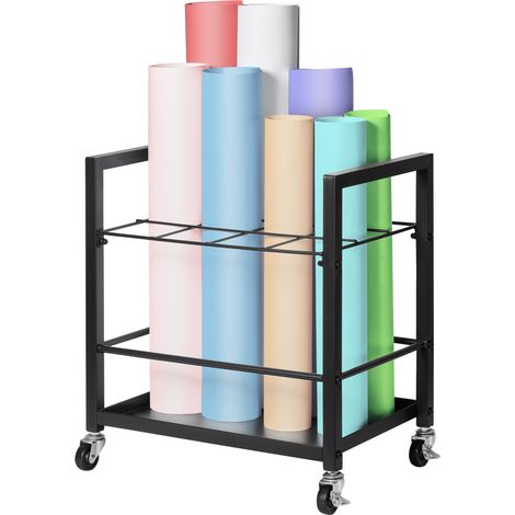 VEVOR Scaffale per Progetti con 12 Scomparti, Portaprogetti con Ruote per Piani di Costruzione, Carrello Portaprogetti Mobile in Metallo per Mappa, Organizzatore per Documenti su Rotoli per Ufficio