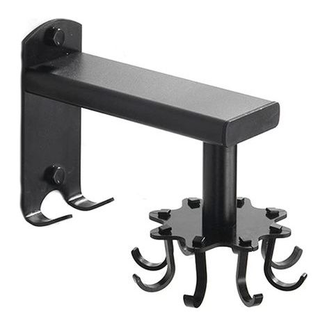 Gancio rotante da parete per cucina, supporto girevole a 360° per utensili da cucina, porta utensili da parete con 8 ganci per bagno e cucina (nero) (1/5)