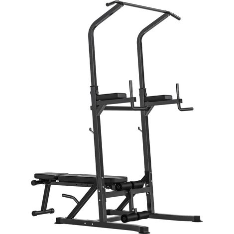 Power Tower Pieghevole Stazione Fitness Multifunzione Regolabile in 7 Posizioni con Sbarra Trazioni Dip Station Pull UP Station (1/5)