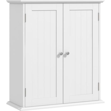HOMCOM 3-Tier Bathroom Cabinet, Wall-Mounted Medicine Cabinet, White (1/5)