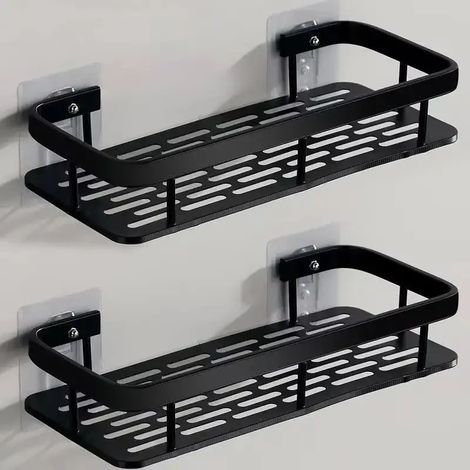(Royaume-Uni) Étagère murale de rangement sans perçage, installation facile, rangement optimal pour la cuisine, la chambre, la salle de bain et autres accessoires. (1/5)