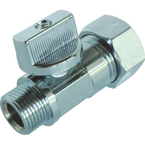 Mini ball valve, Male 12/17, Copper tube Ø12 mm, Chrome finish, Domestic hot water and heating (1/4)