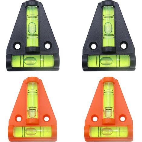 Lot de 4 outils de nivellement en forme de T, niveau à bulle de type T, mini outil de nivellement à bulles pour trépied de caméra de caravane et camping-car (noir et orange) (1/5)