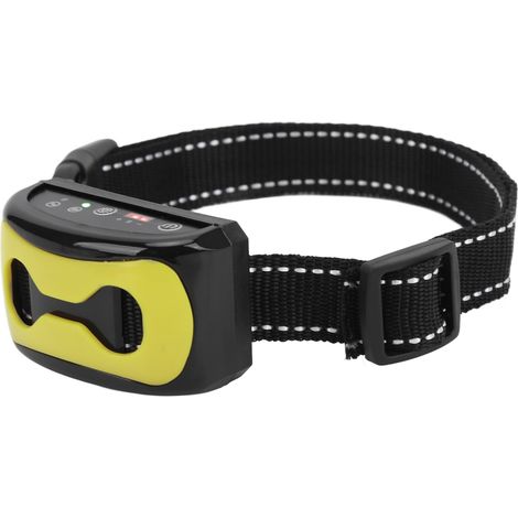 Collier anti-aboiements intelligent pour chien avec identification automatique, étanche et de dressage (jaune) (1/5)