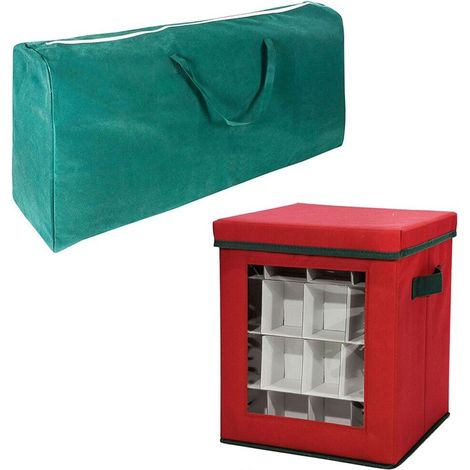 Sacca contenitore bustone box scatolo salvaspazio per albero di natale e addobbi decorazioni natalizie per conservare e riporre - MISURA: sacca 125 cm + box (1/4)