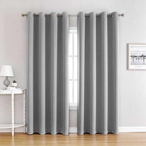 Skecten Cortinas Opacas, Dormitorio / Salon Cortinas Opacas Termicas, con Ojales - Gris (1/5)