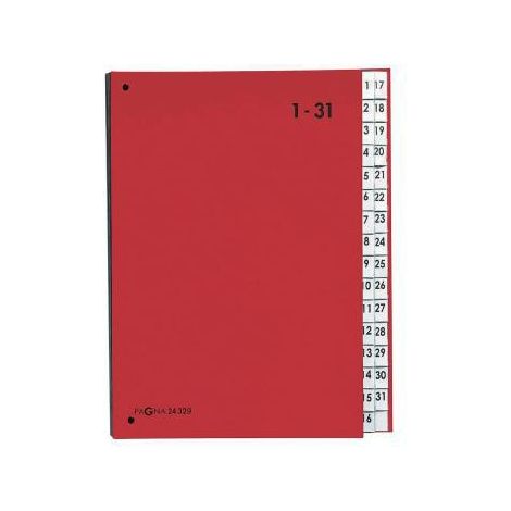 Pultordner DIN A4 1-31 Karton/Papier laminiert rot 32 Fcher (1/4)