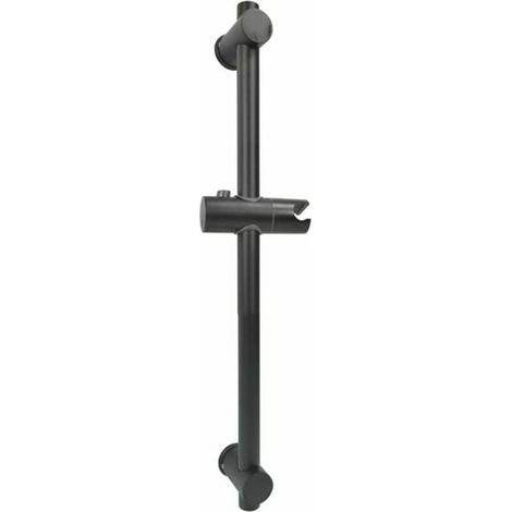 GABRIELLE Noir Barre de douche, Barre de douche en acier inoxydable 304 avec supports de fixation réglables en hauteur et en angle, brossé, hauteur totale 660mm (1/5)