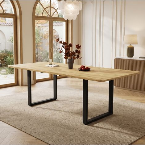 Ausziehbarer Esstisch (220x80x75 cm), 3 stufig ausziehbar, stabiler Schwerlast Auszug, bis 100 kg, MDF, Natur (1/5)