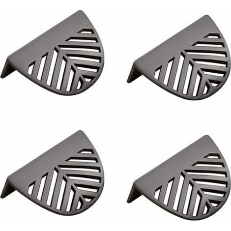 Lot de 4 poignées de meubles en forme de feuille en laiton doré - noir pour meubles de cuisine en laiton (1/4)