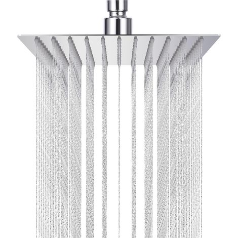 Cabezal de ducha cuadrado de 10 pulgadas con efecto lluvia, de acero inoxidable 304, giratorio 360°, fácil de instalar y limpiar, 25 cm.