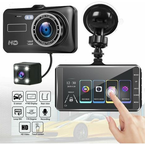 Neuer H301 HD 4-Zoll 2,5D Touchscreen Dual-Aufnahme-Auto-Blackbox-DVR mit WLAN und App – unterstützt C10 High-Speed-Speicherkarten, 128 GB (1/3)