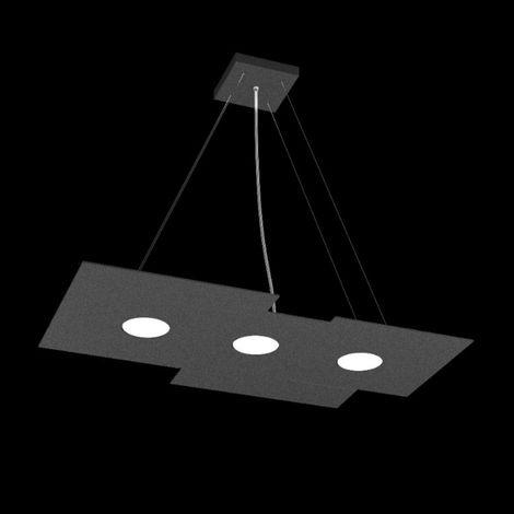 Lampadario moderno top light plate 1129 s3 r+2 gx53 led biemissione metallo sospensione, finitura metallo antracite