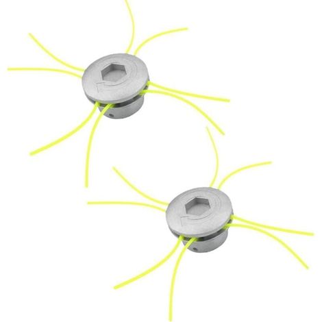 Tete de Coupe Debroussailleuse, 2 pièces Aluminium Fils Tête Coupe-Bordure, 8 Lignes Tête Coupe-Bordure, Tete Debroussailleuse Universelle pour Jardin Accessoires de Tête de Tondeuse à Gazon (1/4)
