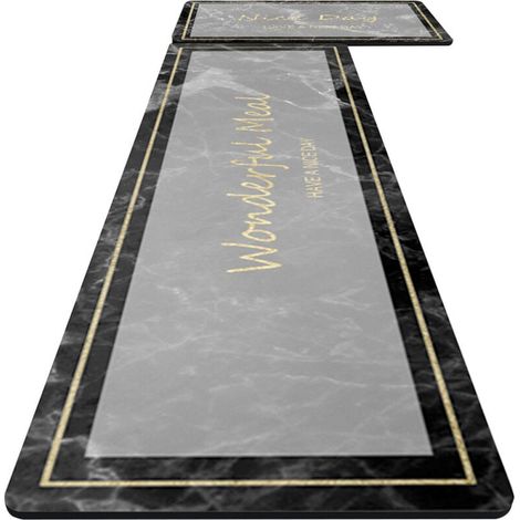 Lot de 2 Tapis de Cuisine en Terre de Diatomée - 45x70cm et 45x120cm - Motif "Matin" - Antifatigue et Absorbant (1/4)