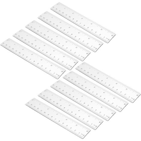 Lot de 10 règles transparentes en plastique ABS, 15 cm, double (1/5)