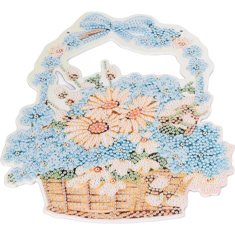Peinture diamant 5D Panier de fleurs bleues Décoration diamant Peinture à l'huile numérique Décoration intérieure