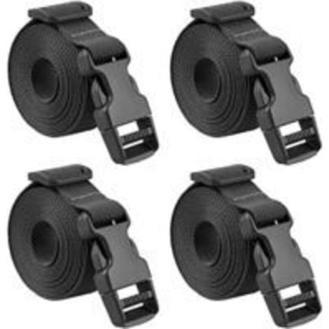 Sangle à Boucle 25 mm Sangle à Cliquet 4 Pièces Courroie Serrage Plastique Sangle d'Arrimage pour Emballage Valise Déménagement Bagage (Noir ) (1/5)