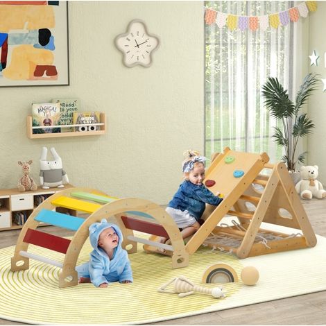 Structure de motricité enfant 96x55x21 cm en bois multicolore modulable pour chambre FloraGrace (1/5)
