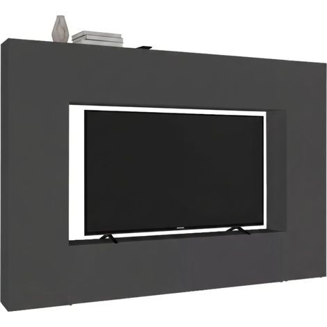 Dmora - Parete attrezzata Amel, Set salotto porta TV a 4 ante, Mobile soggiorno multiuso, 100% Made in Italy, cm 260x30h180, Antracite
