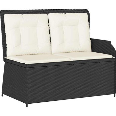 Banc de jardin,Banquette de jardin,Chaise avec coussin Noir Poly rotin CFW75117 (1/5)