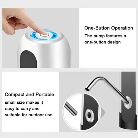 Pompe à eau électrique rechargeable USB, pompe de distributeur d'eau portable avec interrupteur automatique et tube silicone de 0.5m pour bouteilles (1/5)
