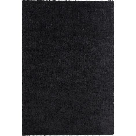 Beliani – Tapis shaggy noir 140 x 200 cm – Poils longs en polyester et coton – Très doux au toucher – Convient pour chauffage au sol (1/5)