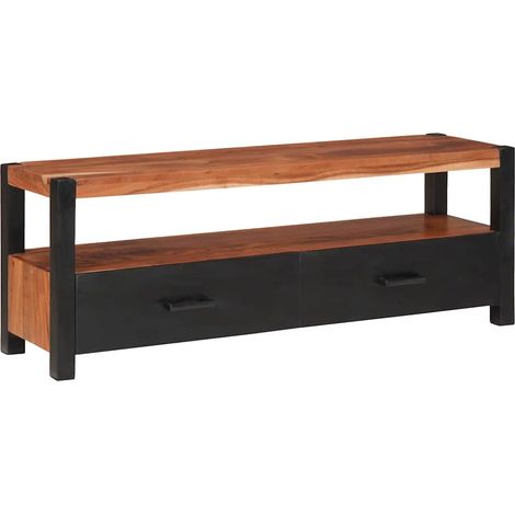 Medienmöbel mit Regal Braun 110 x 30 x 40 cm Massivholz Akazie