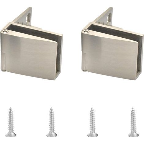 Charnières de porte en verre, 2 pièces en alliage de zinc sans cadre Charnières de porte en verre, 90 degrés Charnières de serrage pour verre de 3-5mm (1/5)