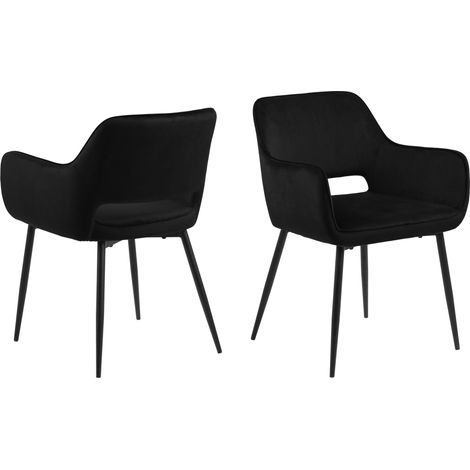 Ranja Chaise de salle à manger avec accoudoirs, noir. (1/5)