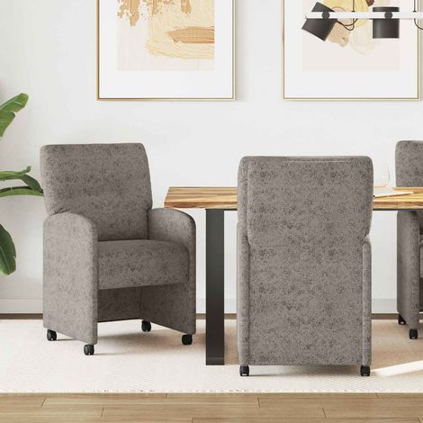 vidaXL Sillas de Comedor con Ruedas 2 uds. Cuero de ante sintético (1/5)