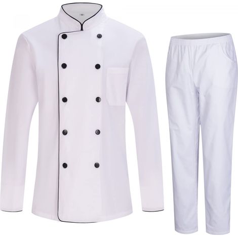 Veste de chef pour hommes - Veste de chef pour hommes - Uniforme d'accueil -Ref.842-5XL, Veste et Pantalons de cuisine 842B8 - Blanc