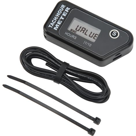 Compteur horaire/tachymètre numérique inductif étanche IP68 pour moto, tondeuse à gazon et moto tout-terrain, noir. (1/5)