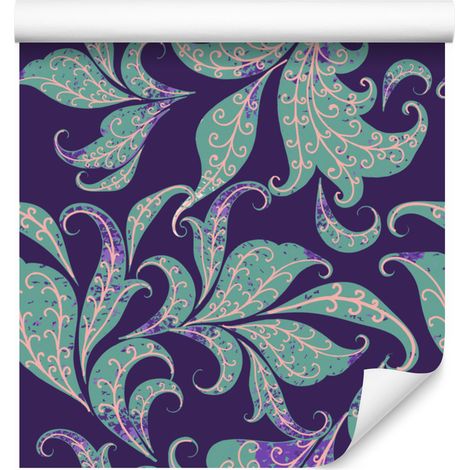 Papel pintado con motivos de plantas ornamentales para salón y dormitorio, 50x1000 cm. (1/5)