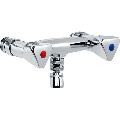 Melangeur lavabo "devidoir" chrome, avec articulation spherique et mousseur BG (1/2)