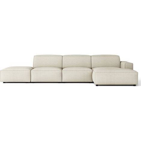 Selsey Sellmo - Canapé d'angle avec un pouf - 344 cm - droite - Chenille Crème (1/5)