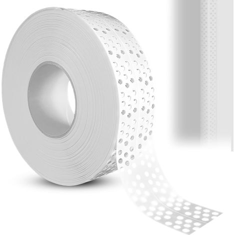 Bande d'angle pour placoplâtre, 50 mm x 30 m, autocollante, en PVC, pour murs et fissures (1/5)