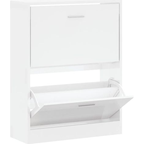 Scarpiera Bianco Lucido 63x24x81 cm in Legno Multistrato vidaXL
